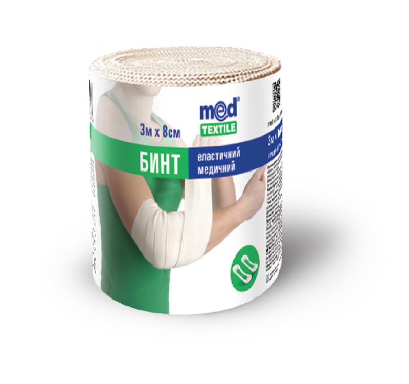 Бинт еластичний медичний MEDTEXTILE середньої розтяжності, 3 м x 8 см